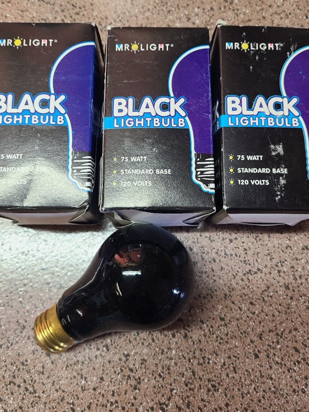 3 New BLACK LIGHT 75 Watt 120V Standard Household Light Bulb Mr. Light